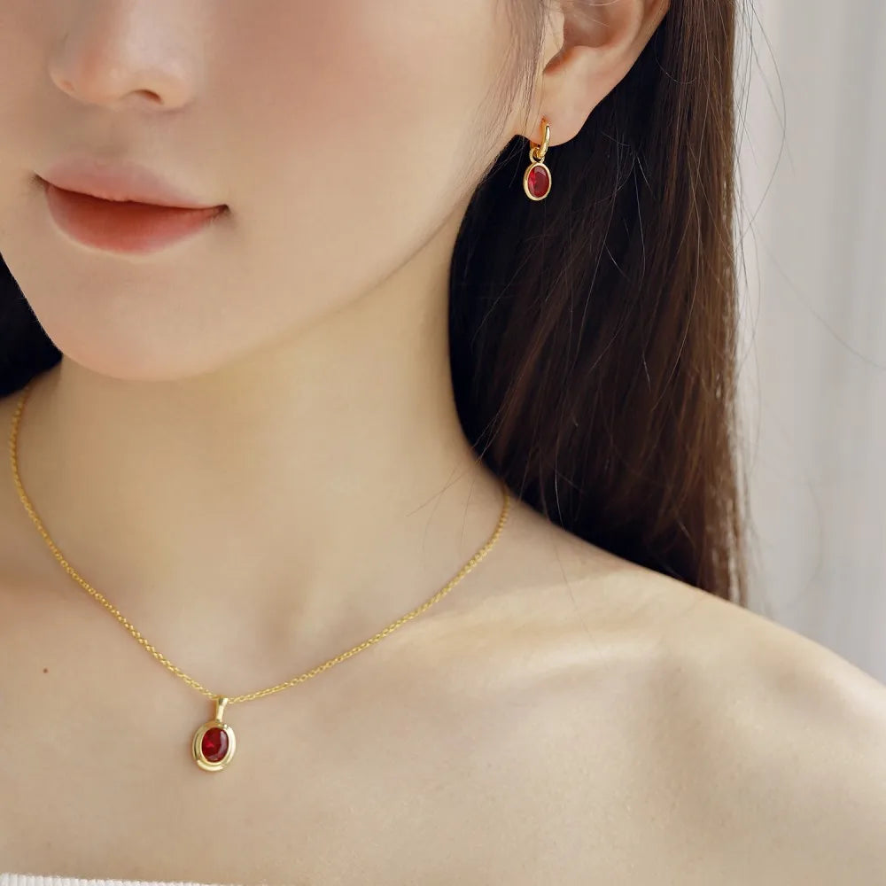 Silver Zircon Oval Cut Drop Huggie Earrings