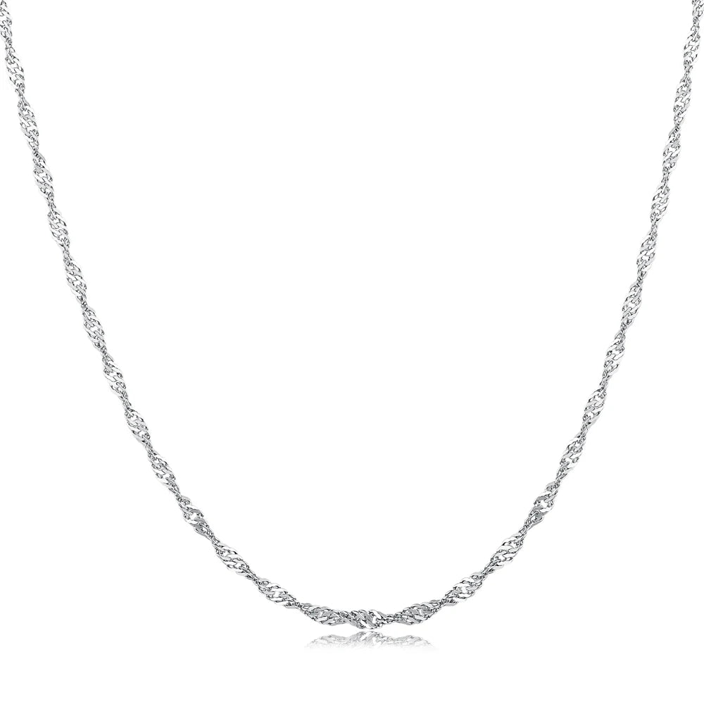 Silver Layered Twisted Link Chain Necklace
