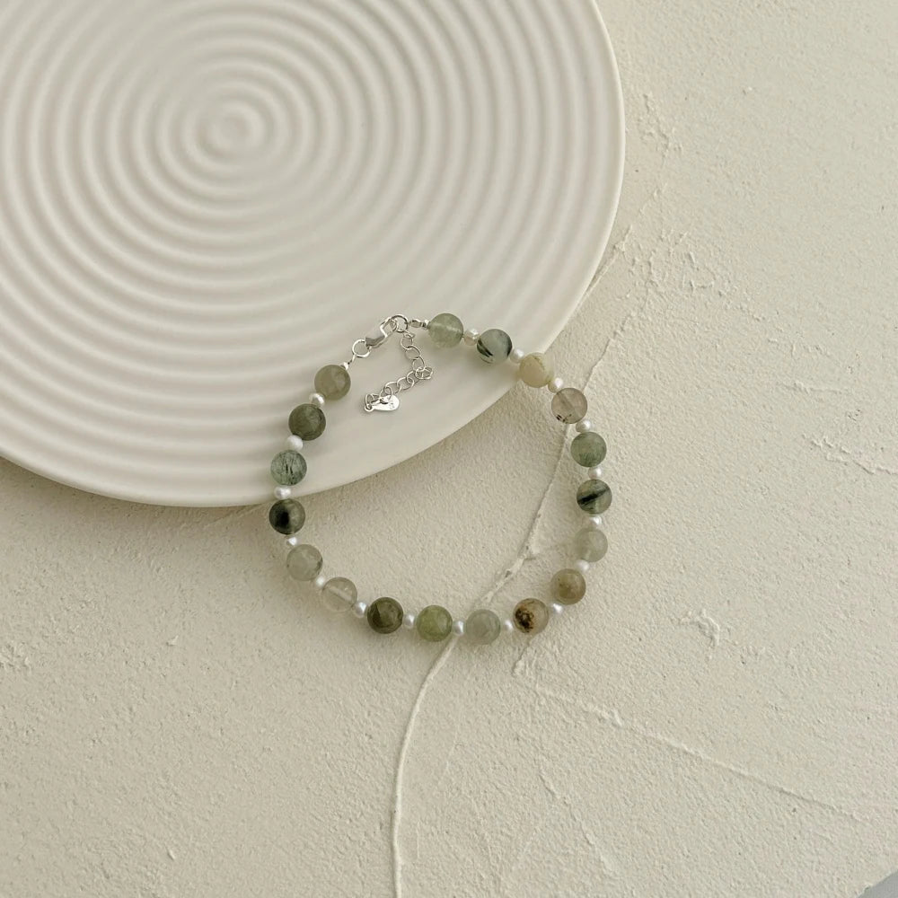 Silver Crystal Round Cut Simple Beaded Bracelet