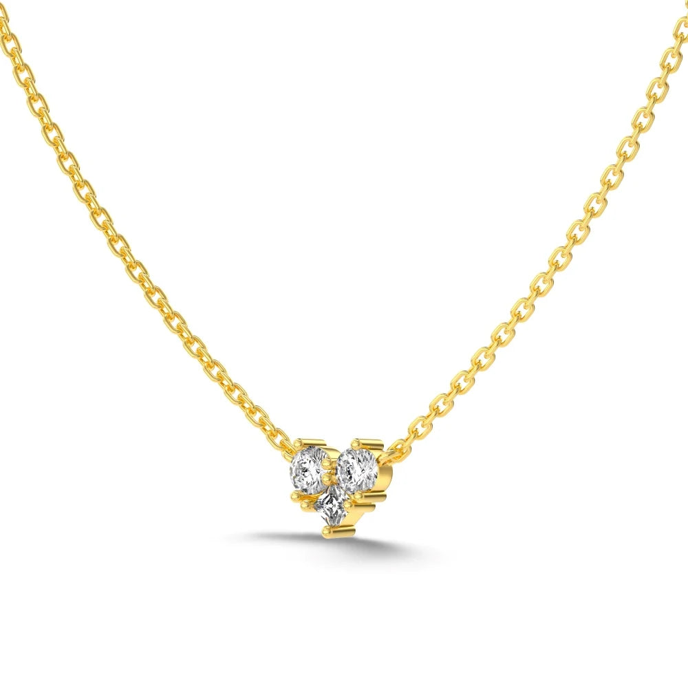 Silver Zircon Princess Cut Heart Pendant Necklace