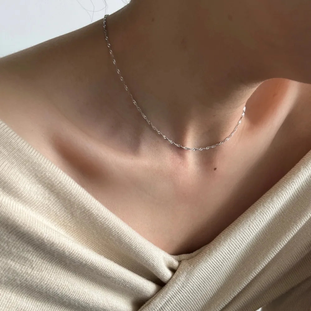 Silver Twisted Link Chain Necklace
