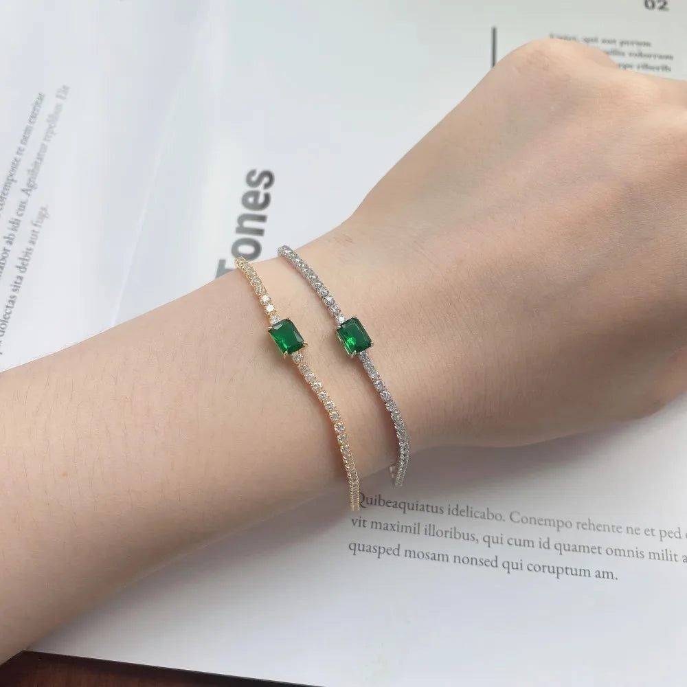 Silver Zircon Radiant Cut Inlaid Tennis Bracelet