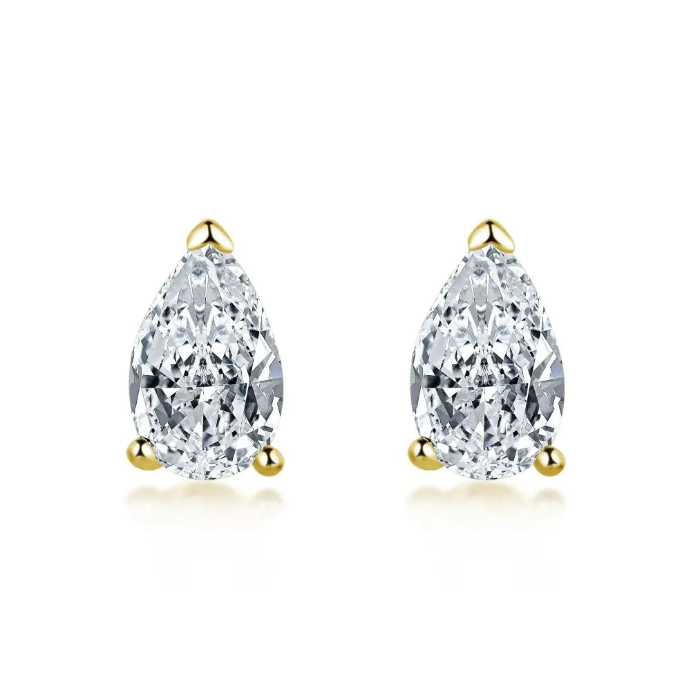 Silver Zircon Pear Cut Water Drop Ear Studs