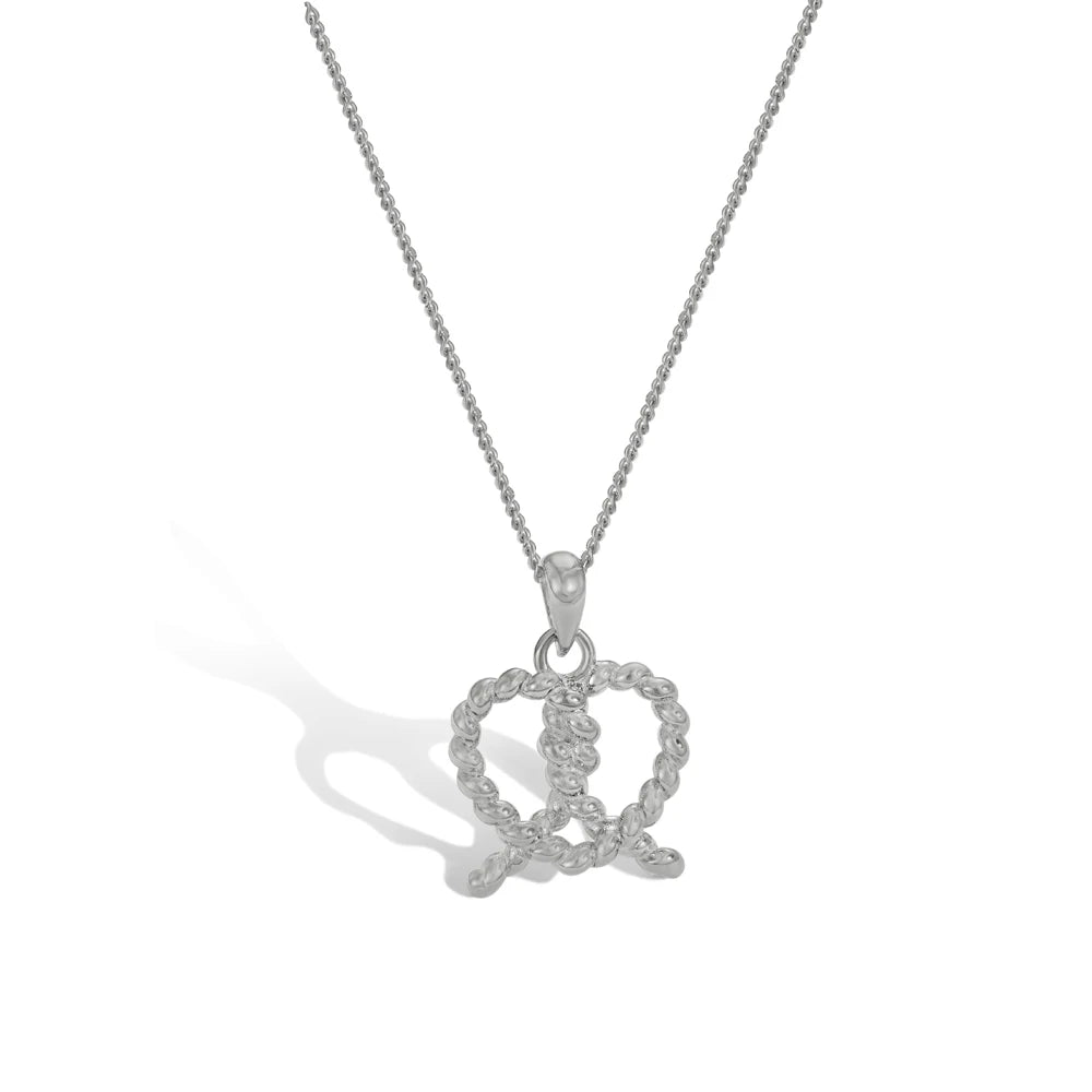 Silver Twisted Pretzel Pendant Necklace