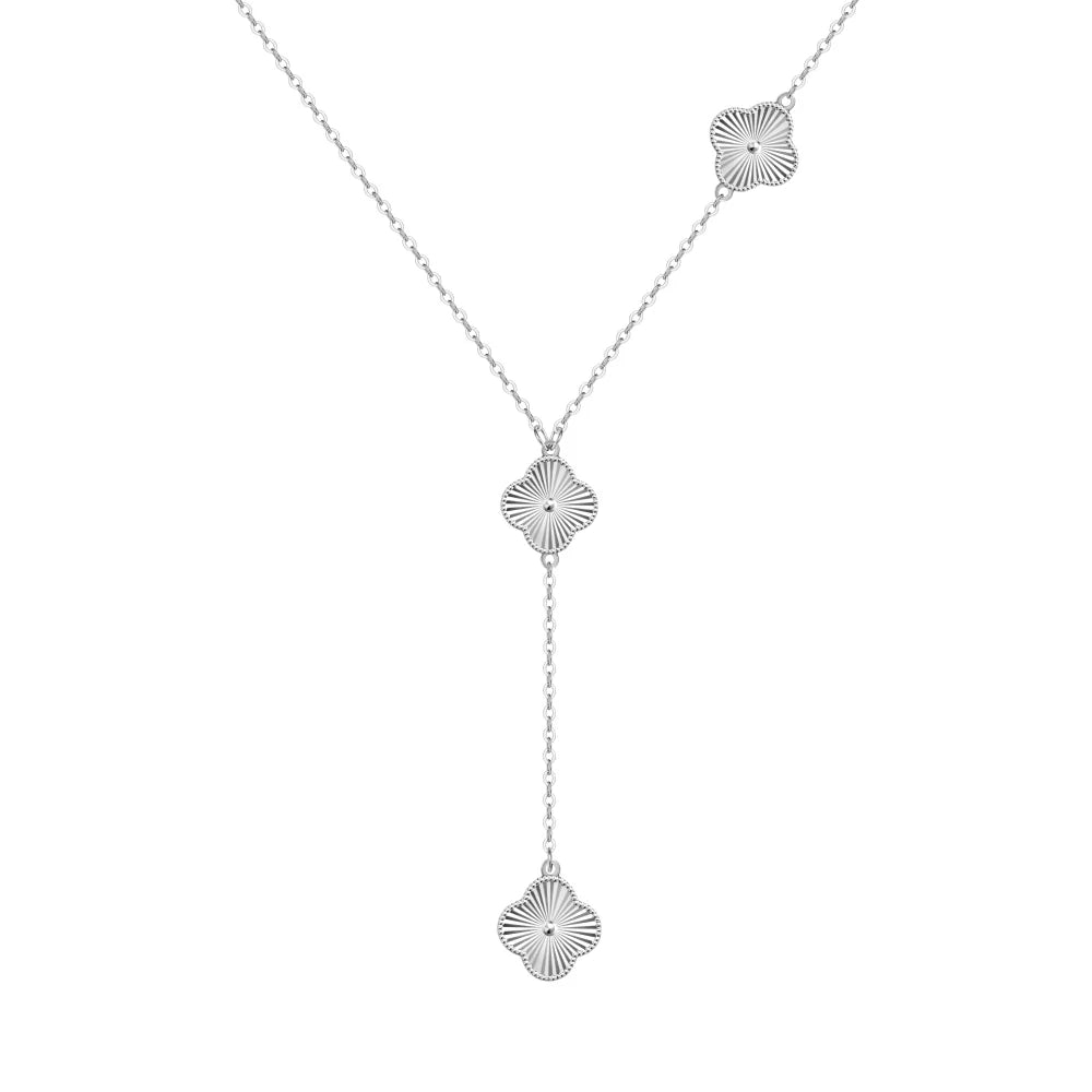 Silver Stacked Clover Chain Necklace