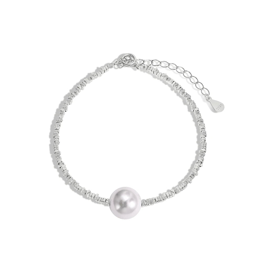 Silver Pearl Bangles Beaded Bracelet