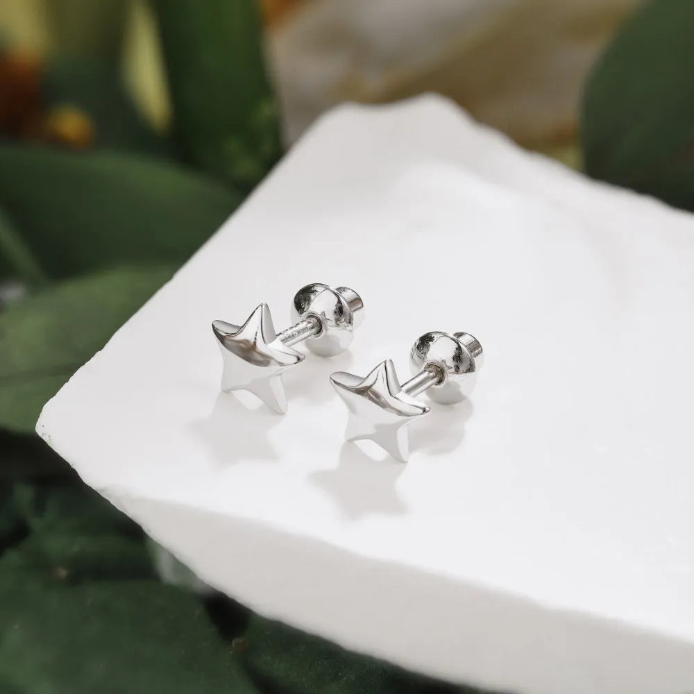 Silver Star Ear Studs