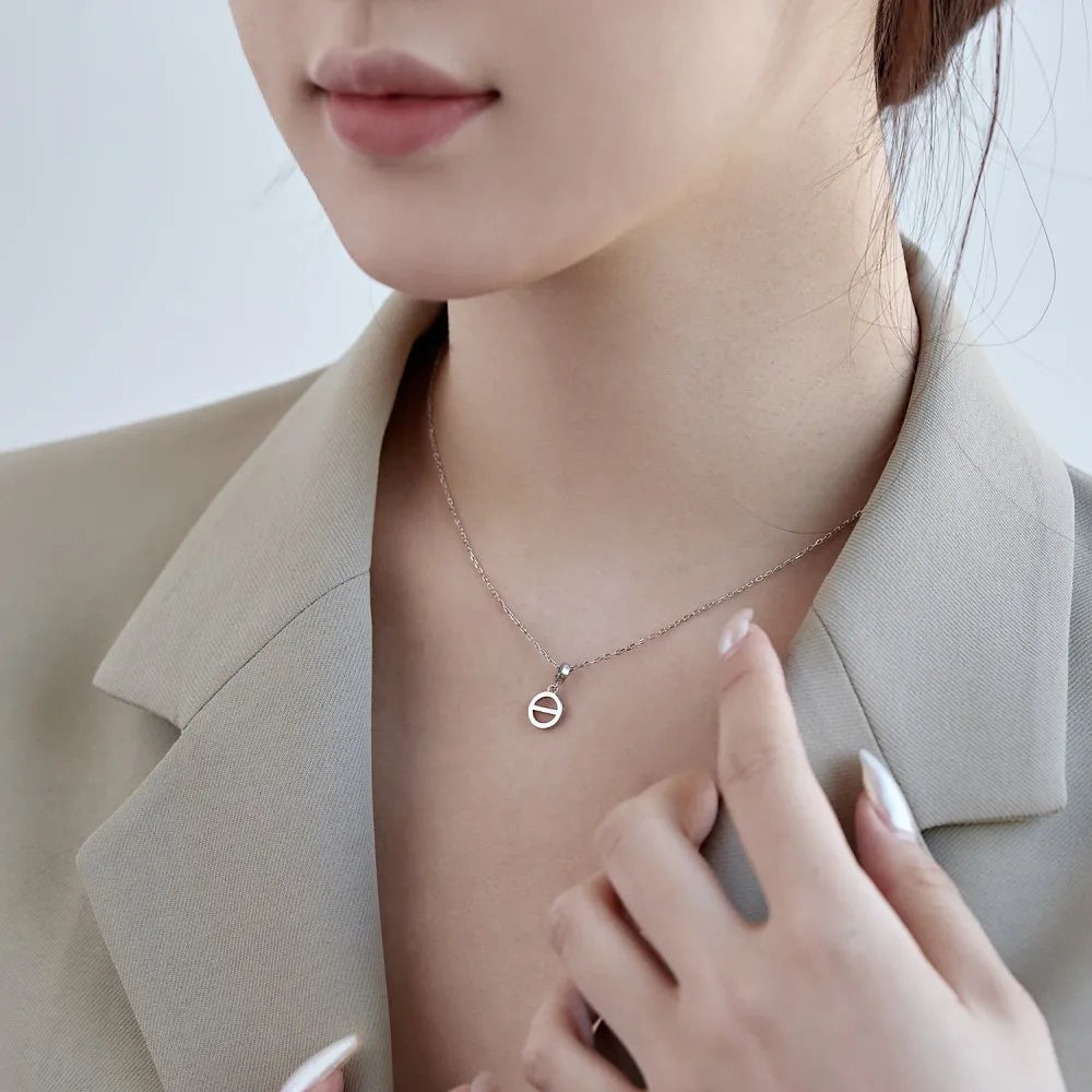 Silver Pig Nose Pendant Necklace