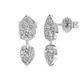 Silver Zircon Pear Cut Double Layer Drop Earrings