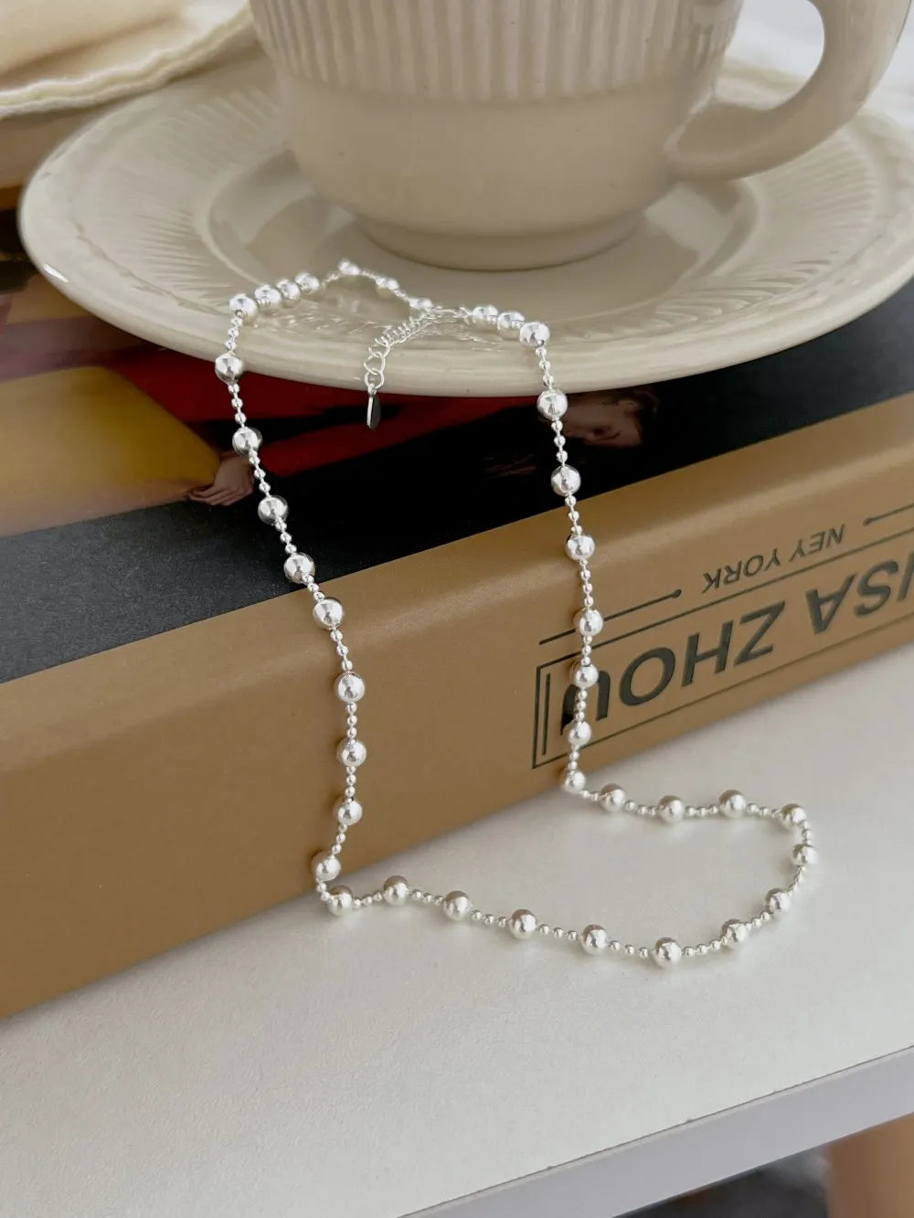 Silver Classic Beaded Necklace