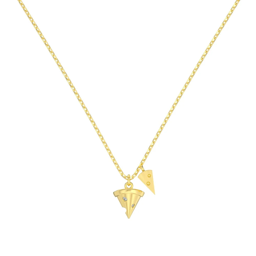 Silver Zircon Round Cut Cheese Pendant Necklace