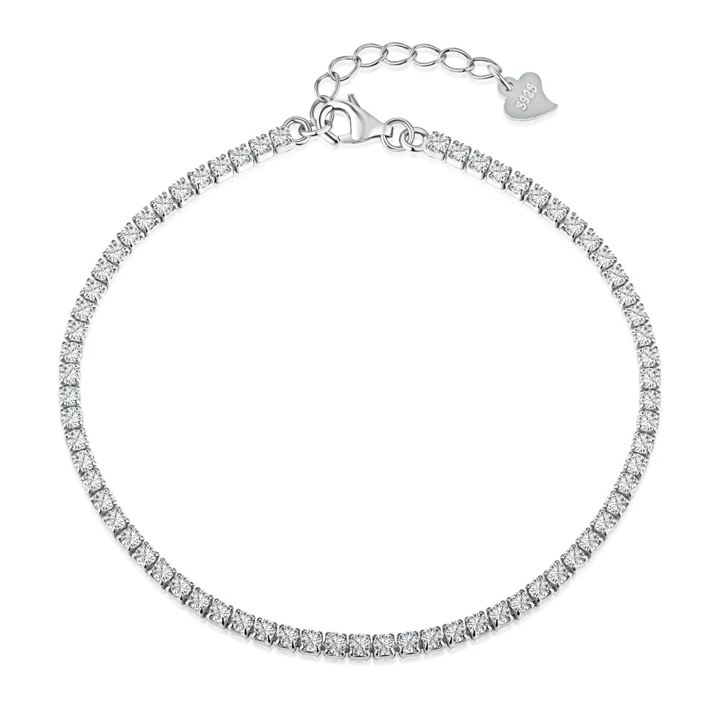 Silver Zircon Round Cut Classic Box Tennis Bracelet