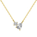 Silver Zircon Round Cut Toi Et Moi Pendant Necklace