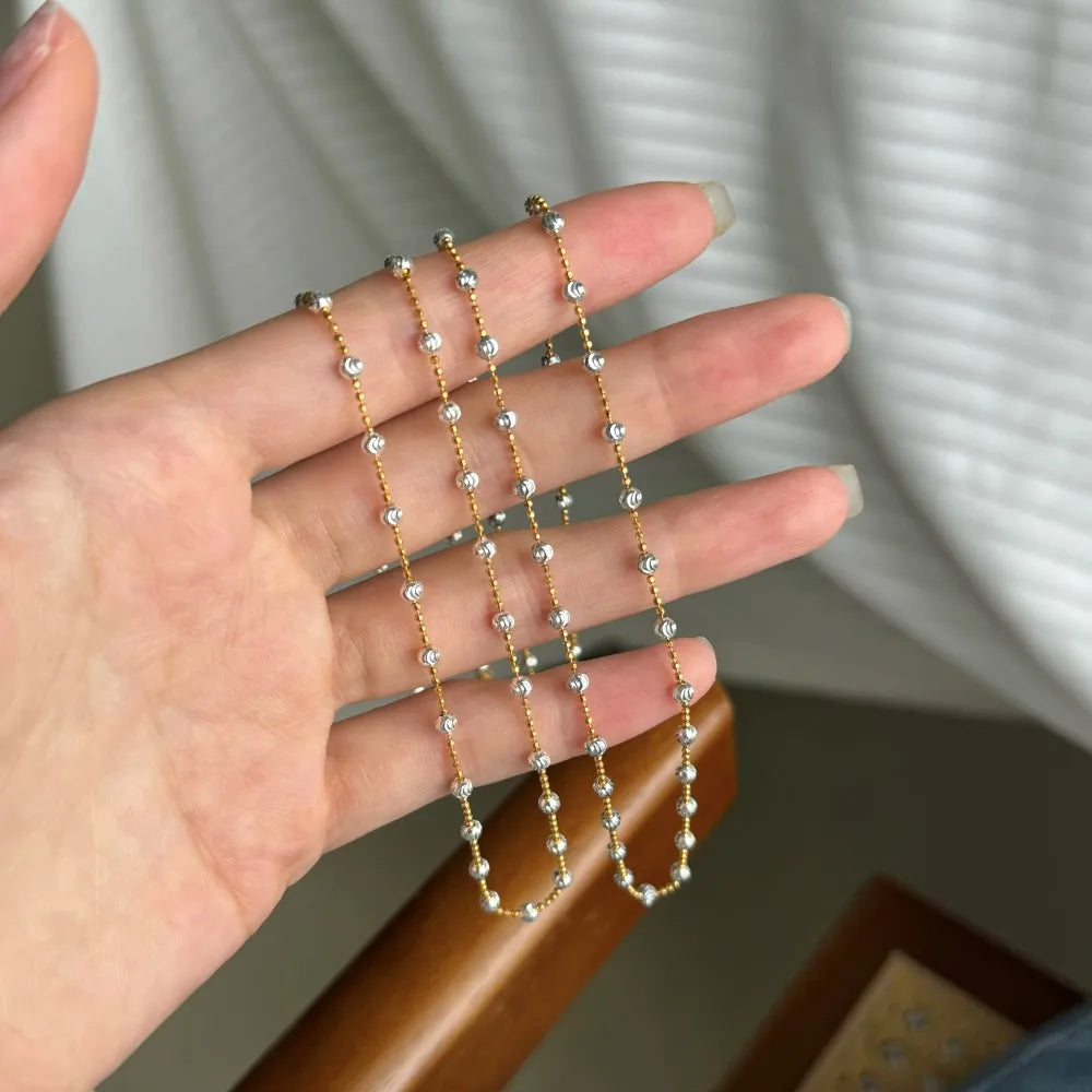 Silver Layered Disc Beaded Necklace