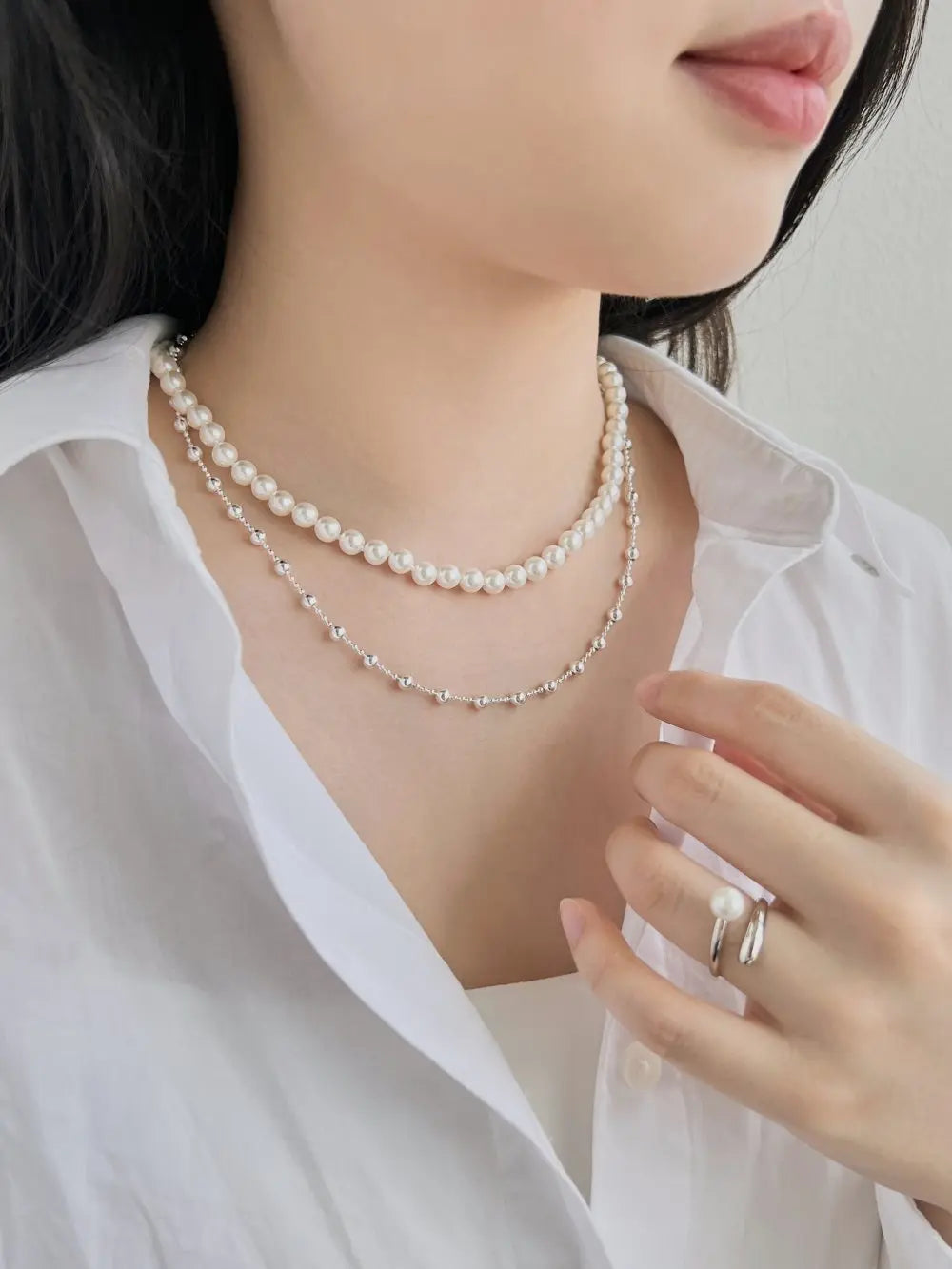 Silver Classic Beaded Necklace