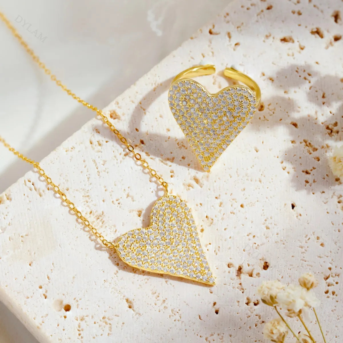 Silver Zircon Round Cut Big Iced Heart Pendant Necklace