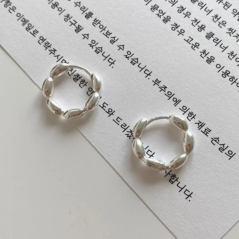 Silver Beaded Ear Hoops