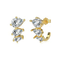 Silver Zircon Pear Cut Layered Hook Water Drop Ear Studs