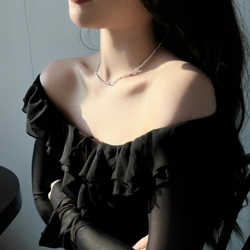 Silver Layered Bangles Beaded Necklace