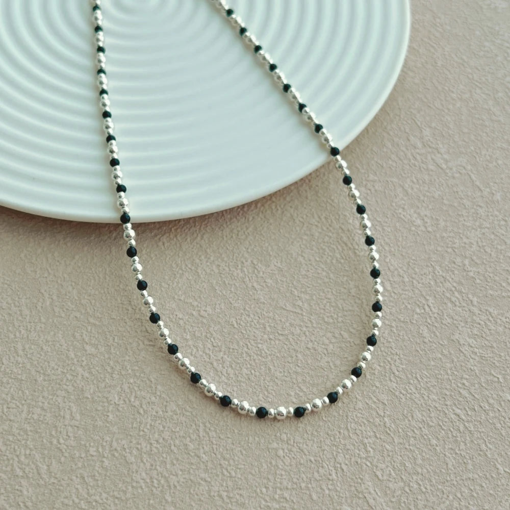 Silver Multi Shape Beaded Necklace