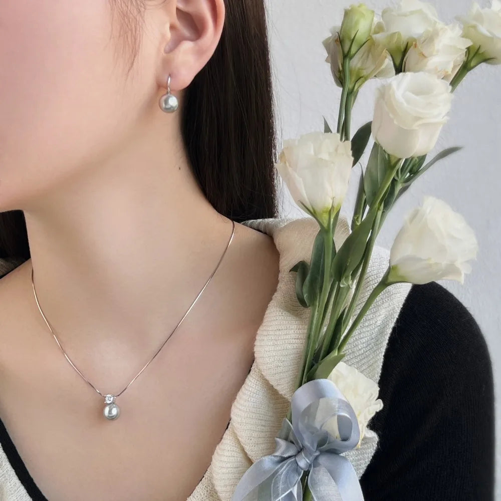 Silver Pearl Single Hook Drop Earrings