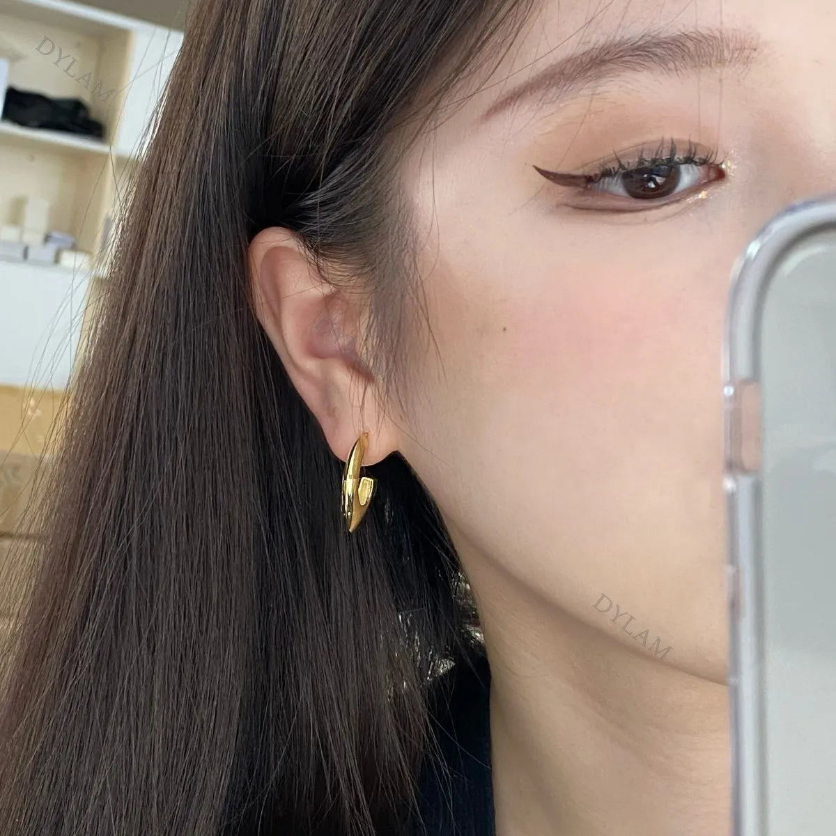 Silver Half Moon Ear Hoops