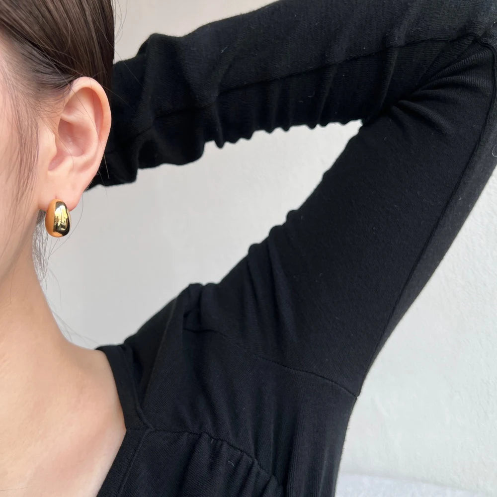 Silver Chunky Water Drop Ear Studs