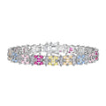 Silver Zircon Baguette Cut Sunflower Tennis Bracelet