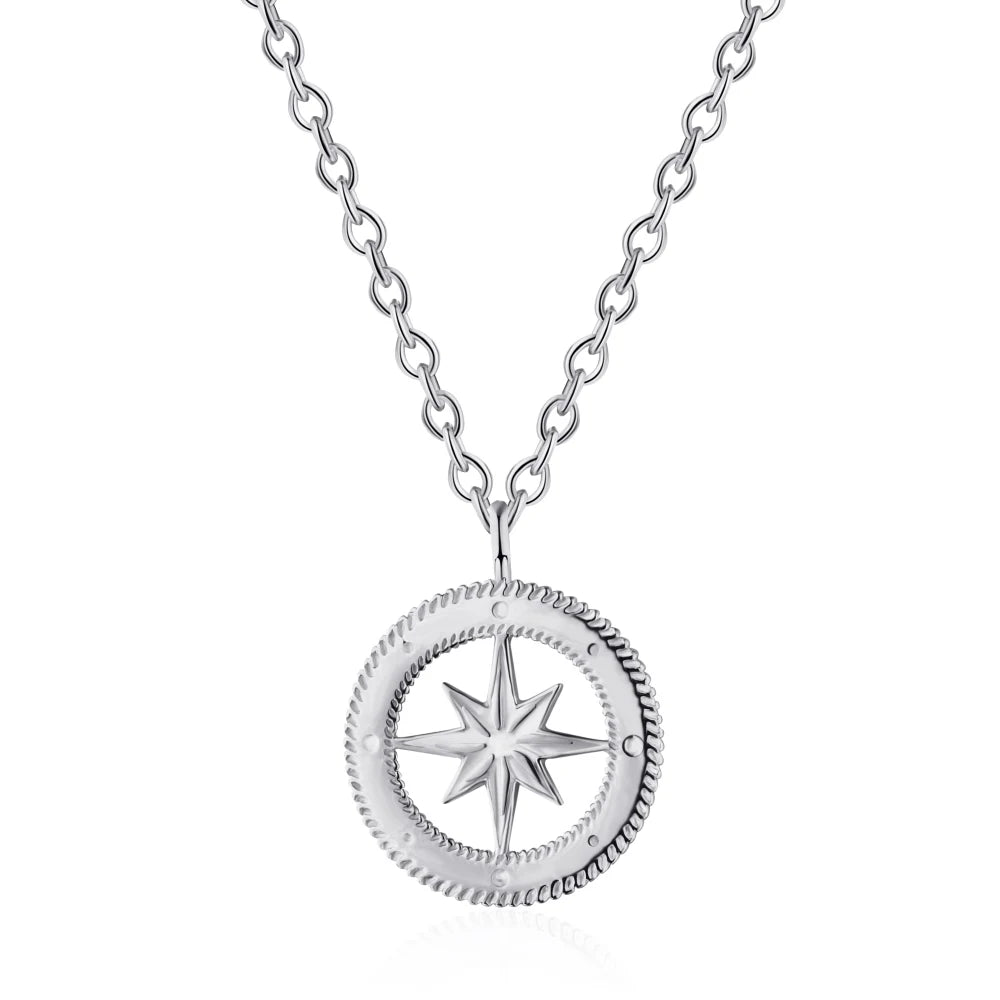 Silver North Star Pendant Necklace