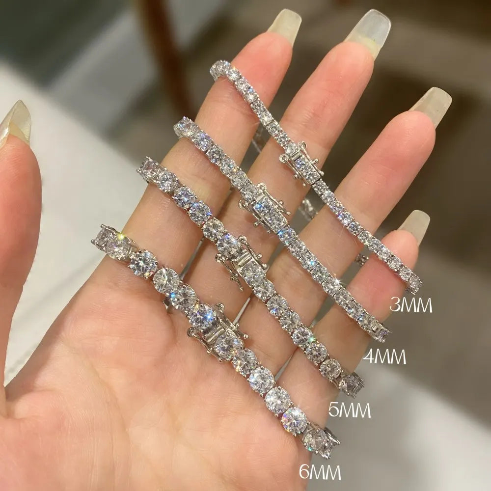 Silver Zircon Round Cut Box Tennis Bracelet