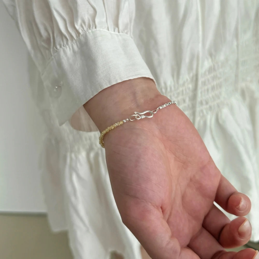 Silver Crystal Round Cut Multi Shape Beaded Bracelet