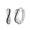 Silver Zircon Round Cut Iced Twisted Huggie Earrings
