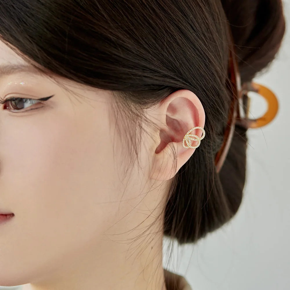 Silver Zircon Round Cut Inlaid Butterfly Wings Ear Studs