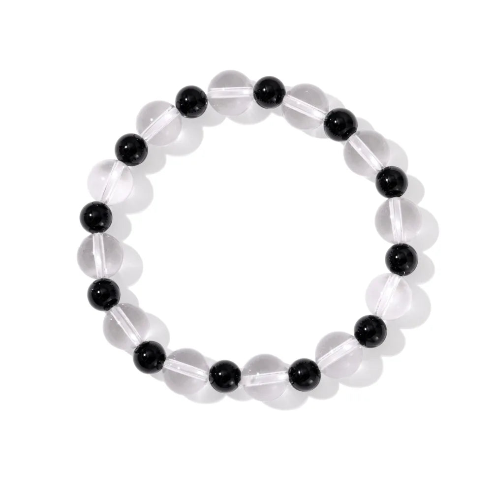 Crystal Onyx Round Cut Multi Shape Beaded Bracelet