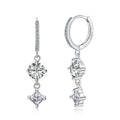Silver Zircon Princess Cut Drop Star Huggie Earrings