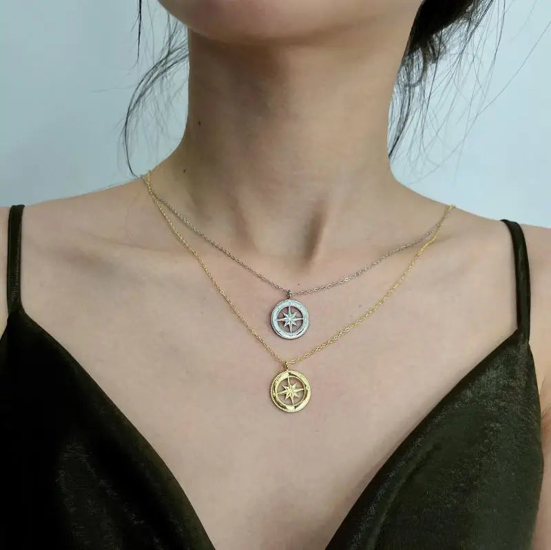 Silver North Star Pendant Necklace
