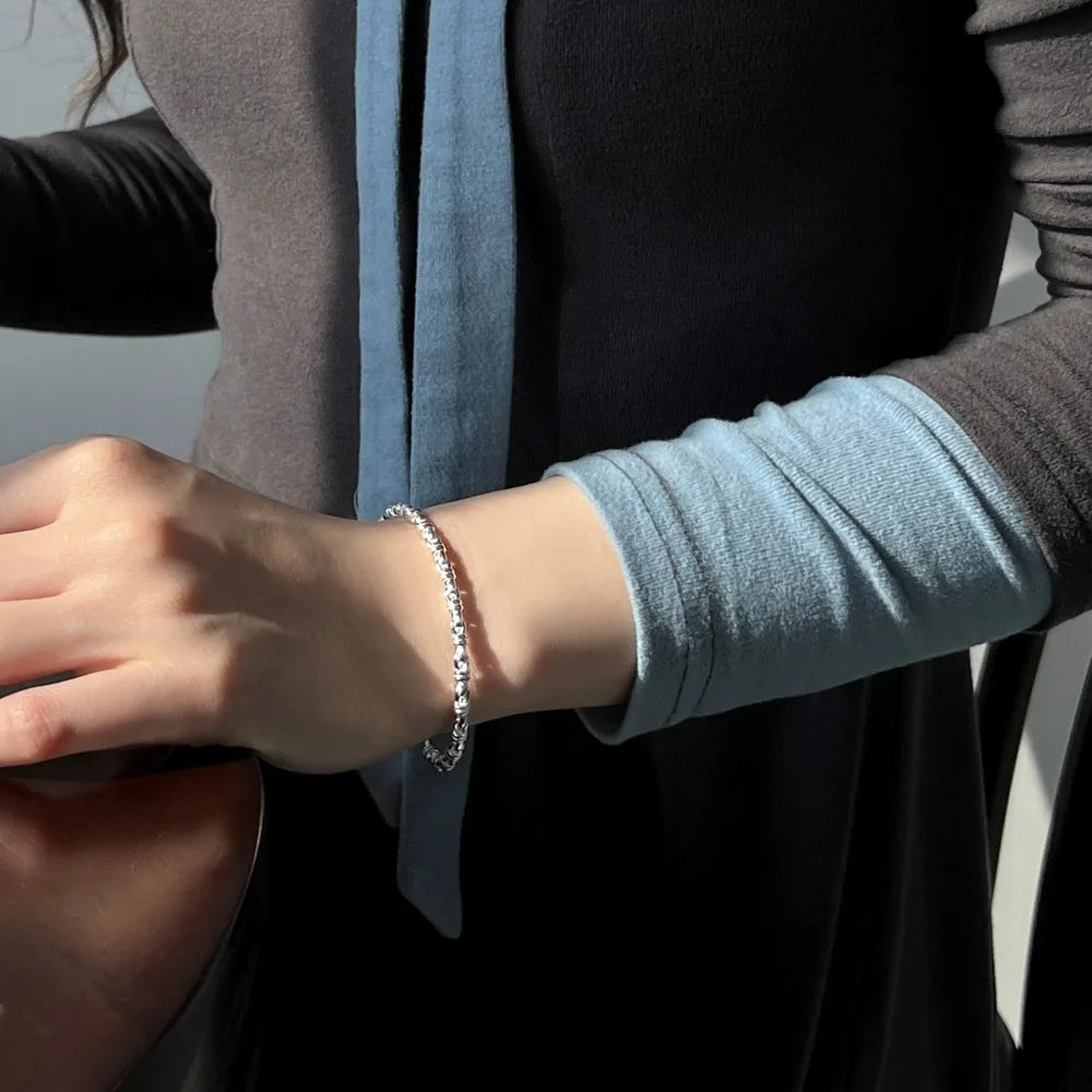 Silver Braided Bangle Bracelet
