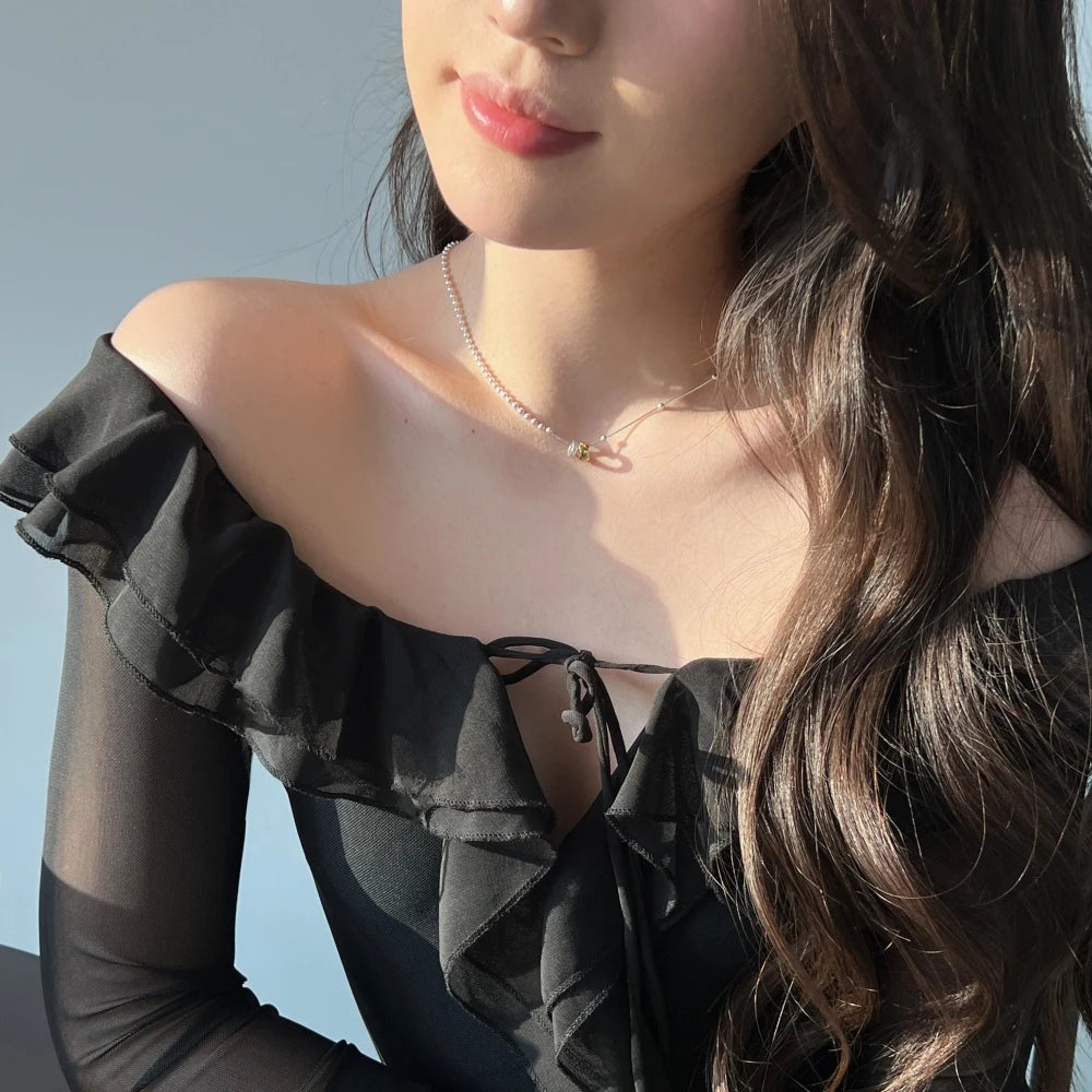 Silver Zircon Round Cut Duel Link Pendant Necklace