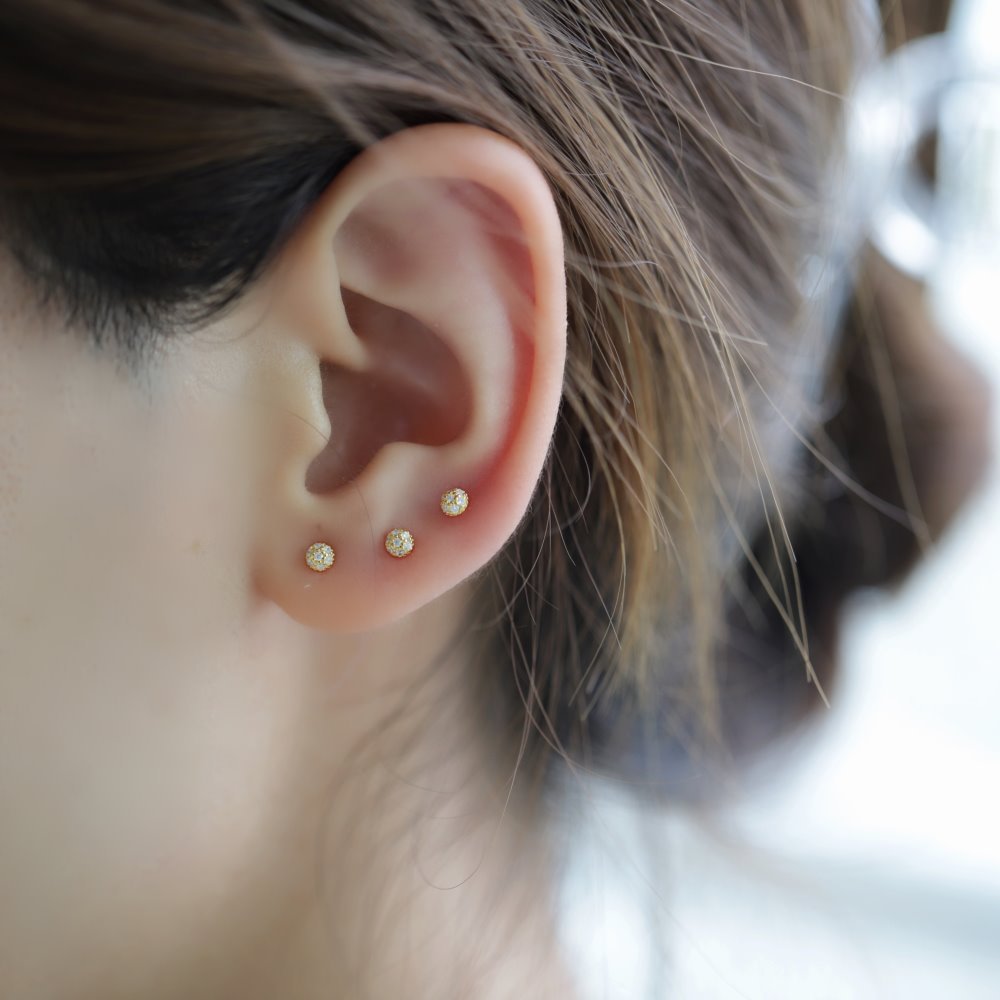 Silver Zircon Round Cut Multi Part Single Ear Studs