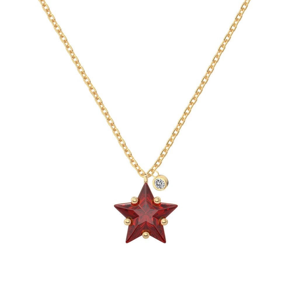 Silver Zircon Star Cut Single Pendant Necklace