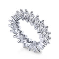 Silver Zircon Marquise Cut Twisted Thin Eternity Ring