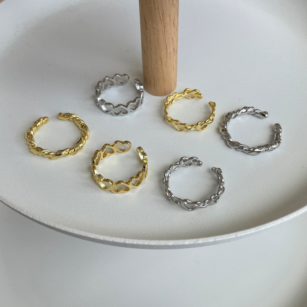 Silver Open Layered Heart Dainty Ring