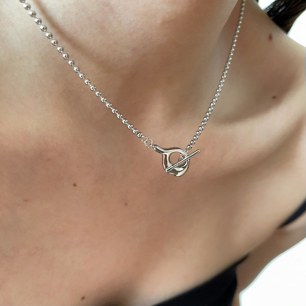 Silver Buckle Double Pendant Necklace
