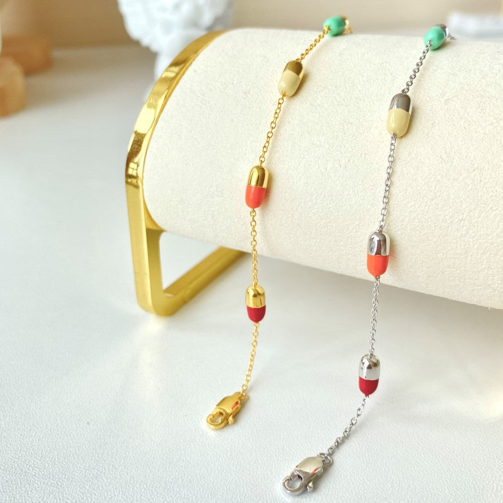 Silver Capsule Charm Bracelet