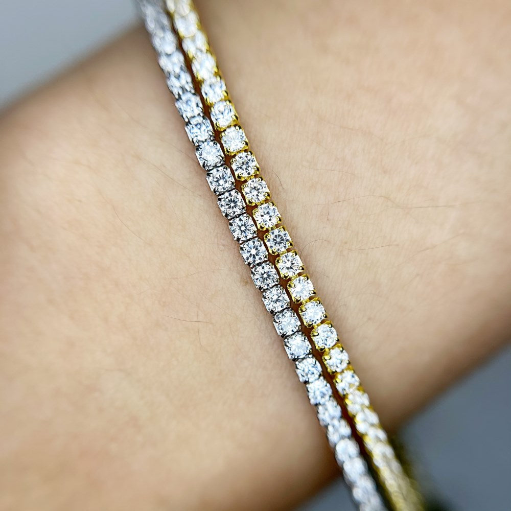 Silver Zircon Round Cut Classic Box Tennis Bracelet