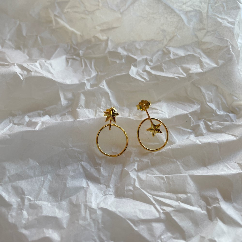 Silver Star Hoop Ear Studs