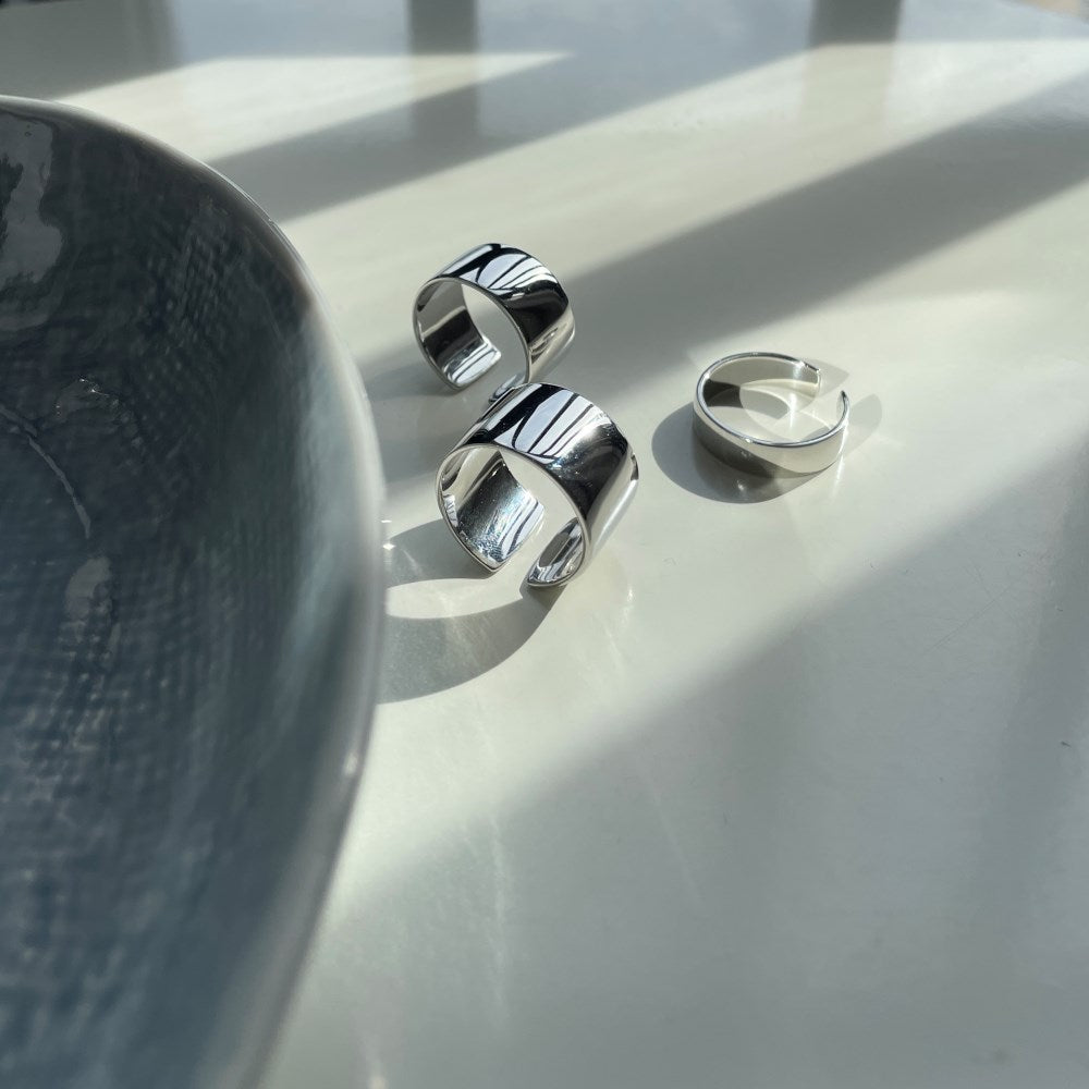 Silver Brushed Band Dainty Ring