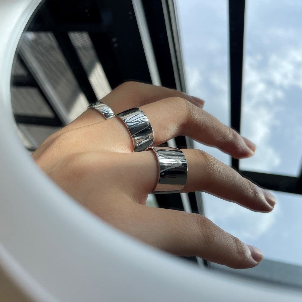 Silver Brushed Band Dainty Ring