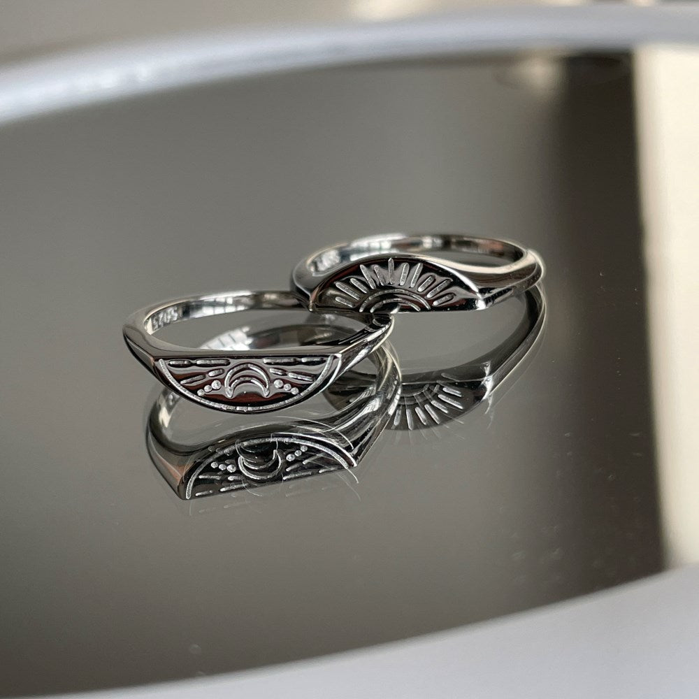 Silver Sliced Duel Wedding Ring