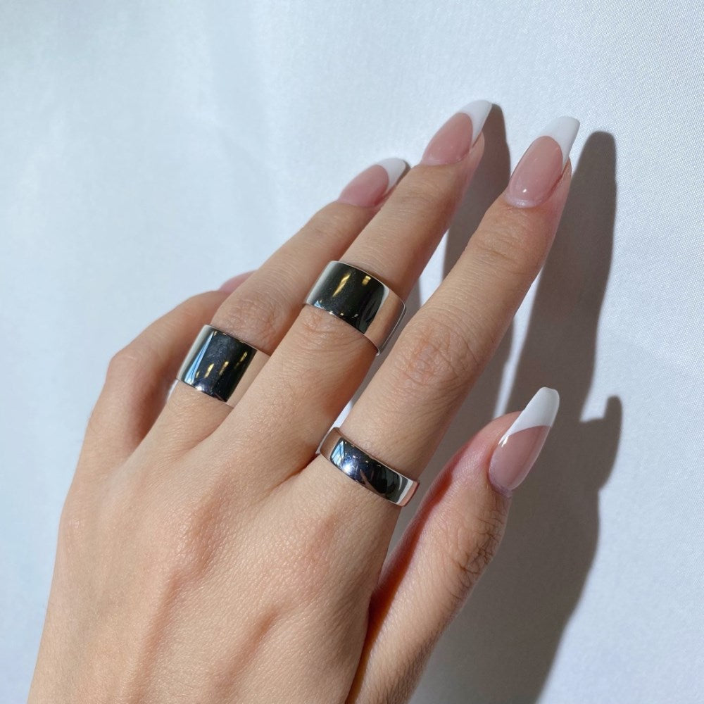 Silver Brushed Band Dainty Ring